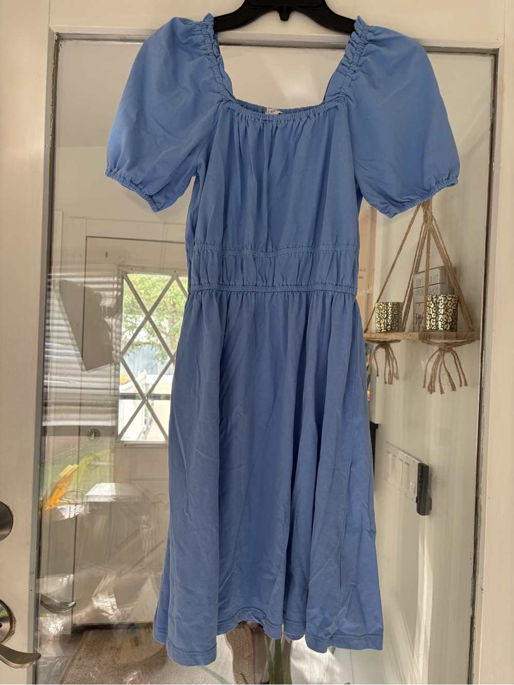 J. Crew Light Blue Puff-Sleeve Midi Dress